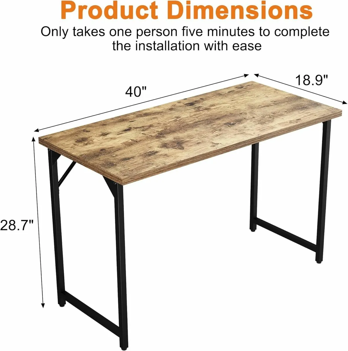 100 cm Computer Desk Home Office Desk StudyBrown - Image 3