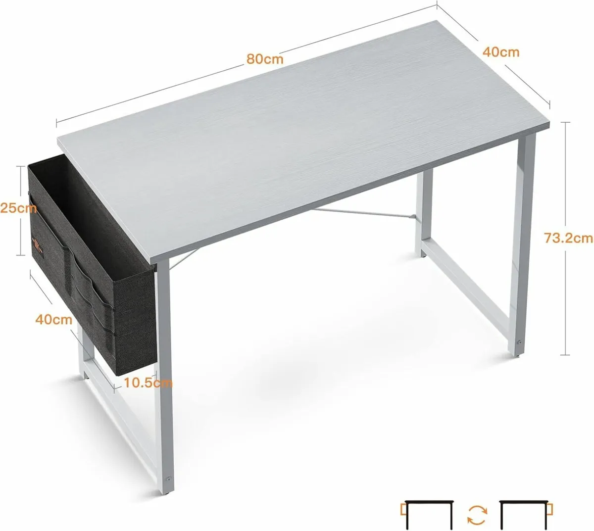 Computer Desk 80x40 cm Office Desk Computer White - Image 2