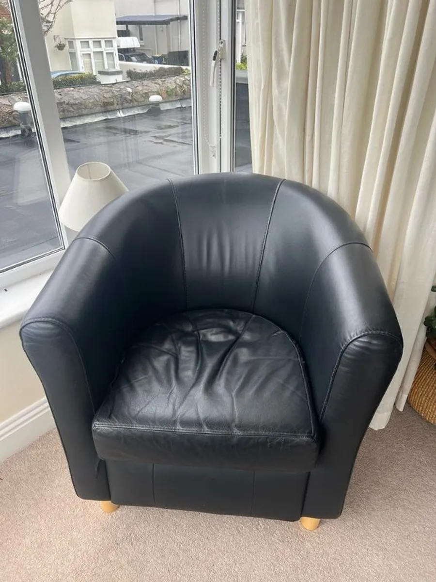 Black Leather type Tub Chairs - Image 2