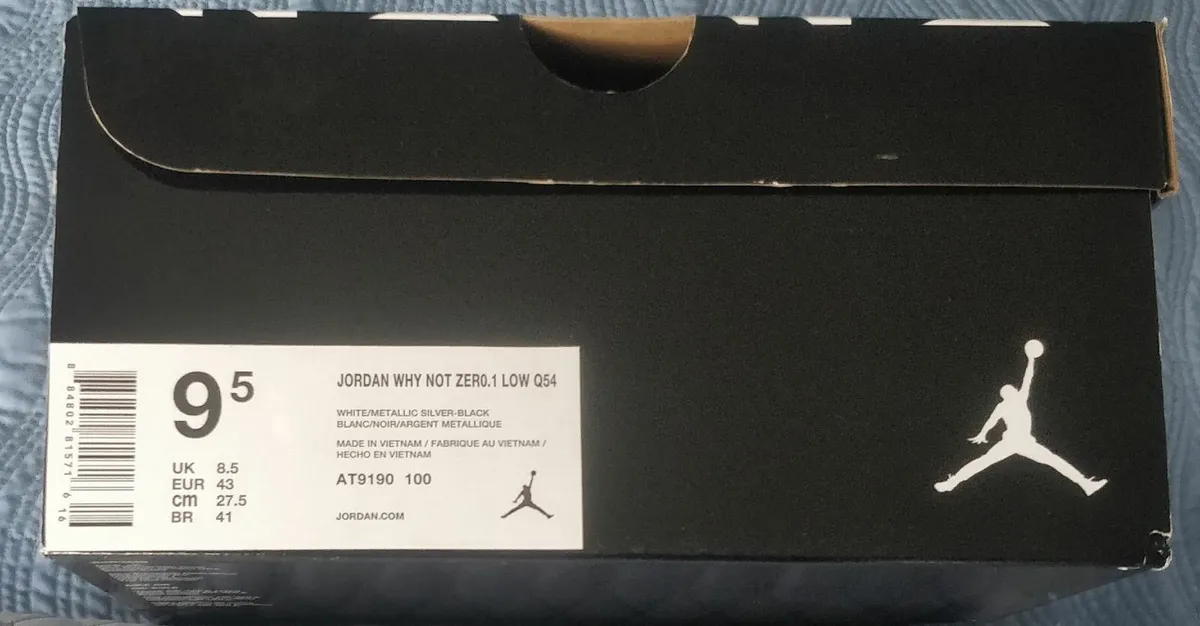 Jordan Why Not Zero Low1 very rare 8.5uk New - Image 2