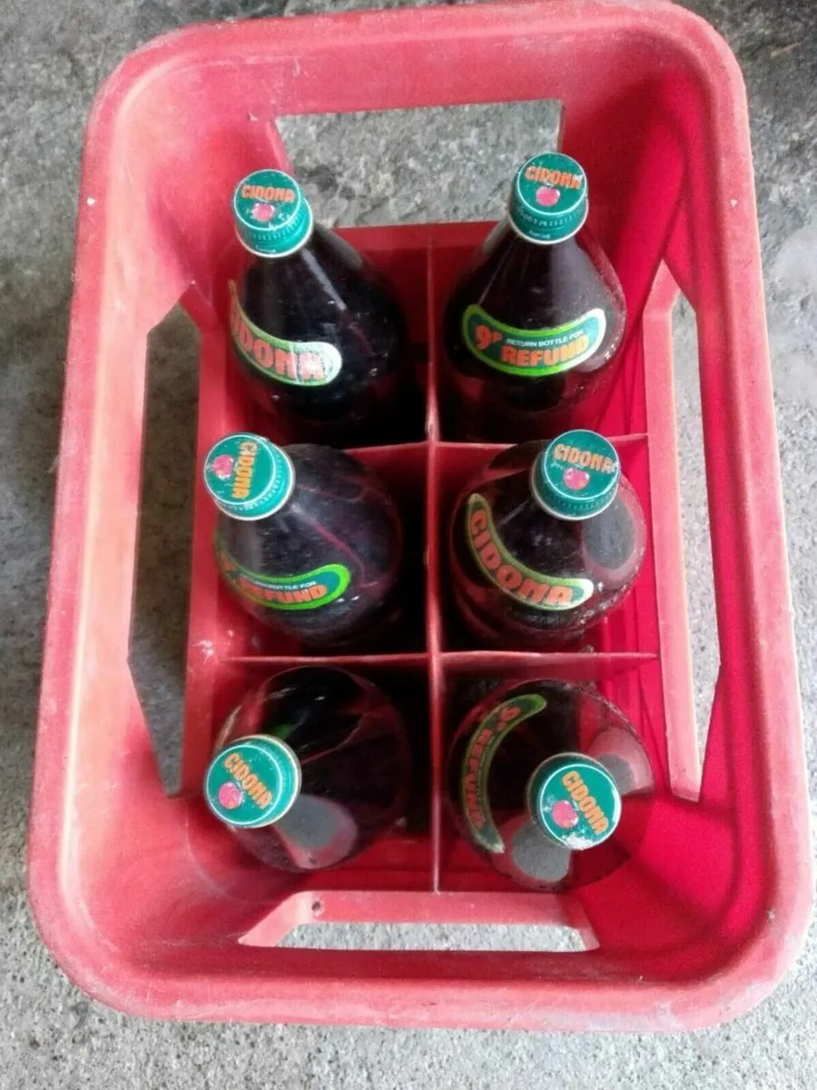 6. Vintage Bulmers glass bottles + crate - Image 4