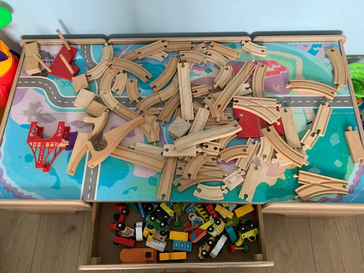 Wooden toy train set