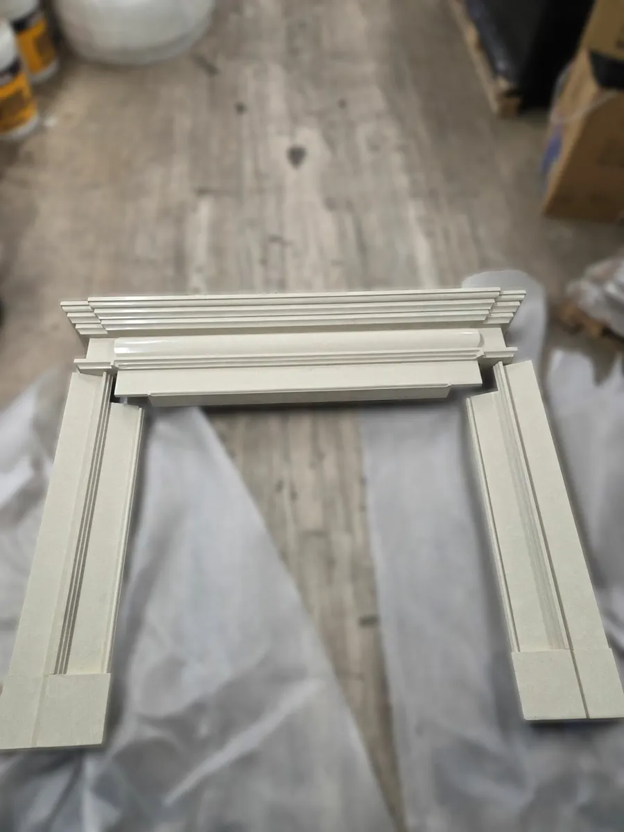 60" Fireplace Surround - Ivory Pearl -Solid Marble