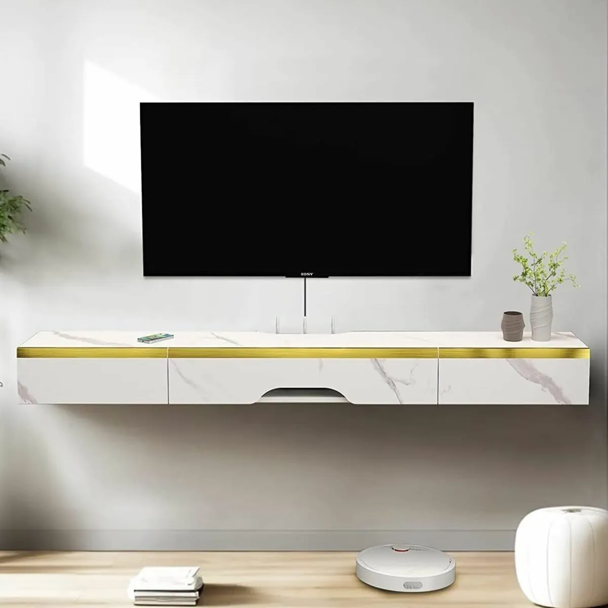 Floating TV Unit Wall Mounted Cabinet Shelves120cm - Image 3