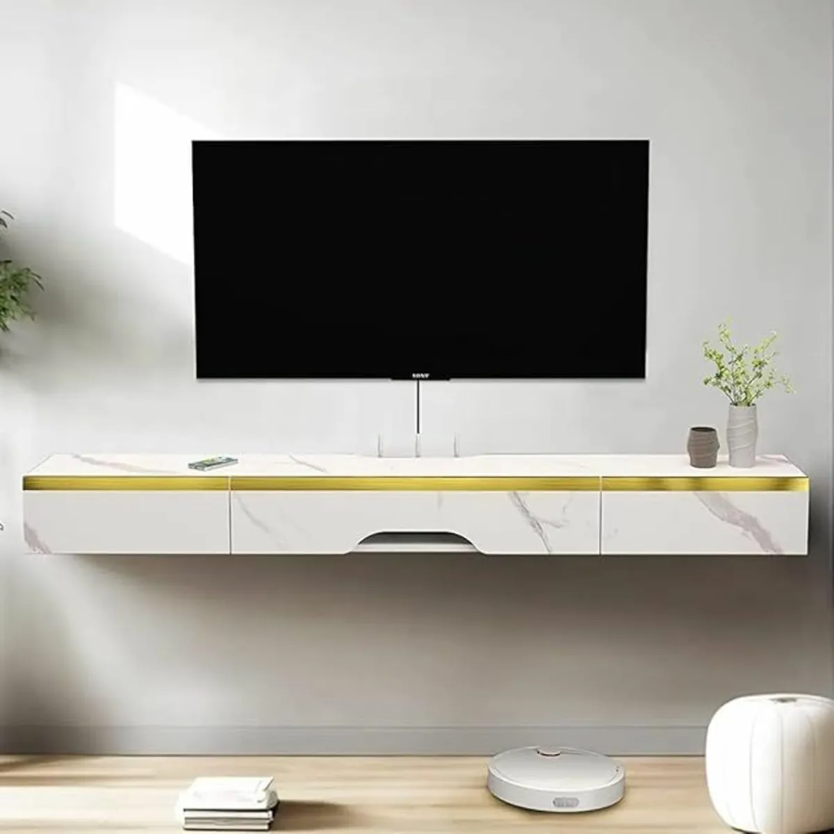 Floating TV Unit Wall Mounted Cabinet Shelves120cm - Image 4