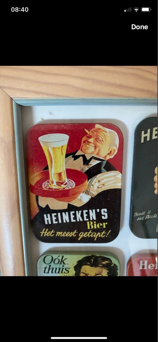 Framed Vintage Heineken Metal Coasters - Image 2