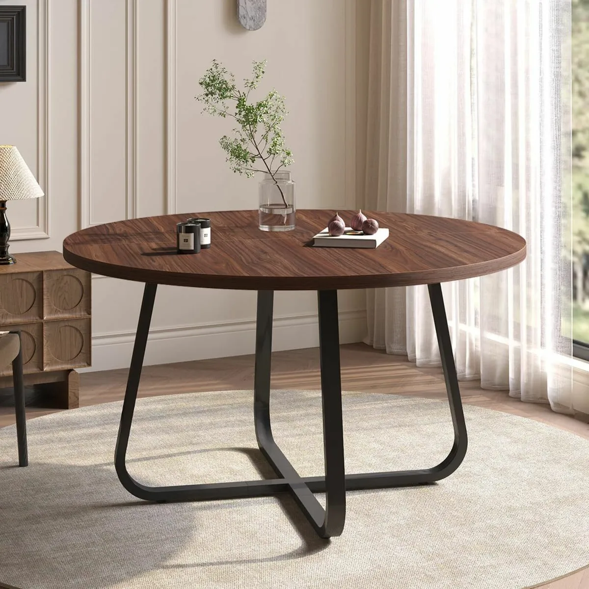 Round Dining Table Wood Kitchen Tables 130cm - Image 1