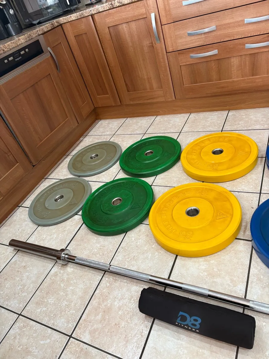 MASSIVE OLYMPIC BUMPER PLATE BARBELL WEIGHTS SET - Image 3