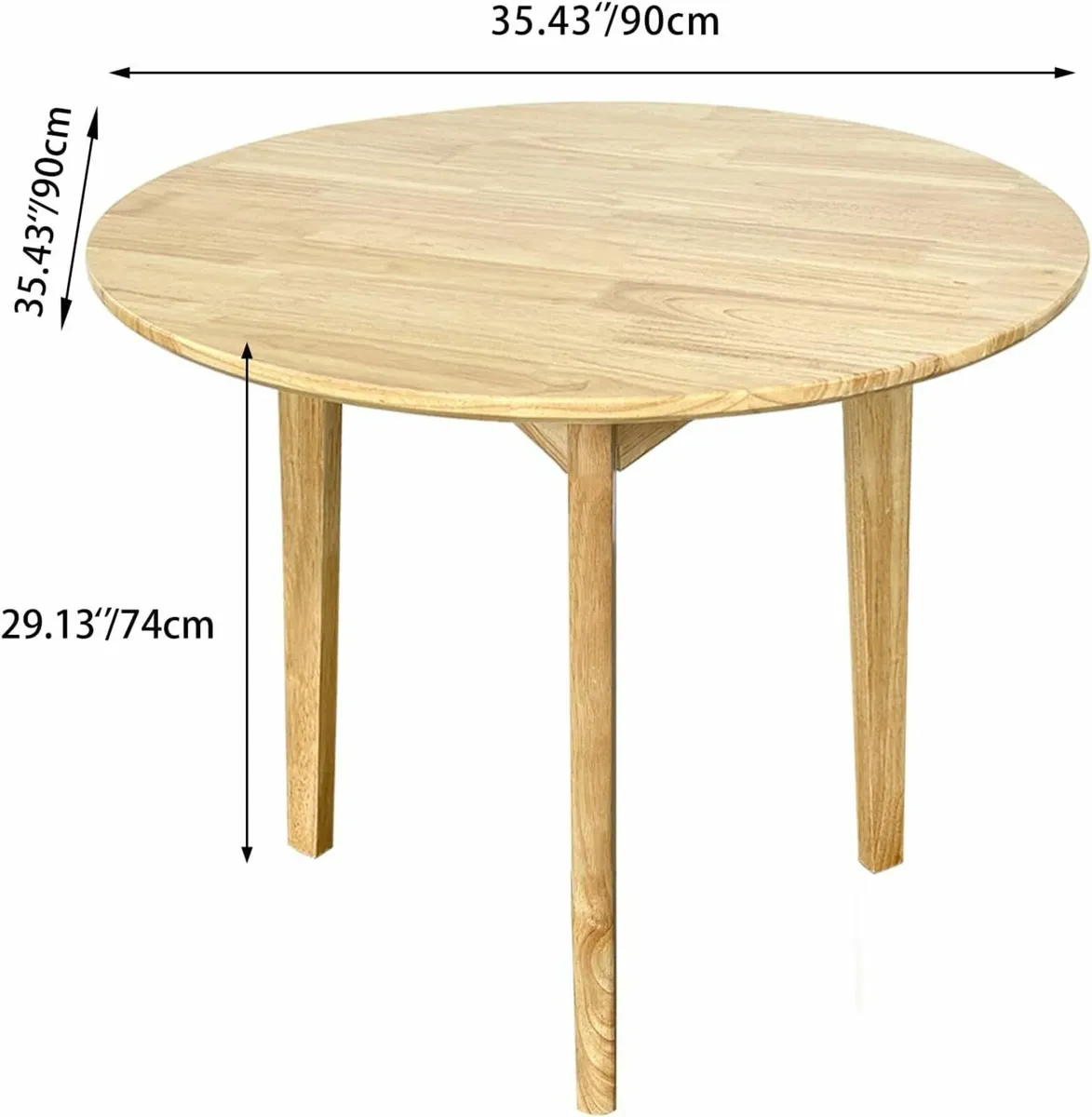 Round Dining Table Solid Wood 90cm (Table only) - Image 4