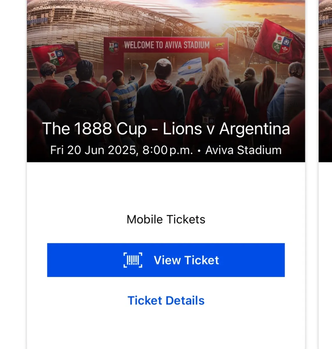 Lions B&I Rugby v Argentina tickets  x 2