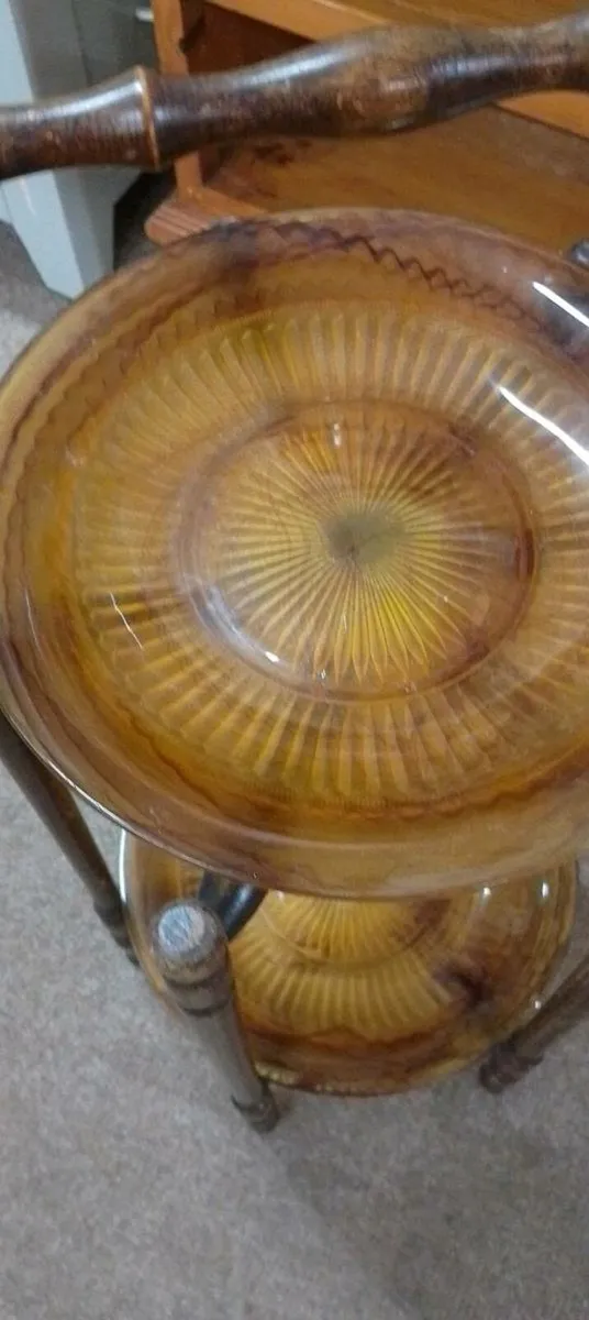 Early 20th Century Amber Glass Cake Stand - Image 2