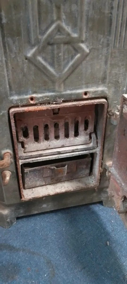 Vintage Grey Enamel Wood Burner Stove - Image 4