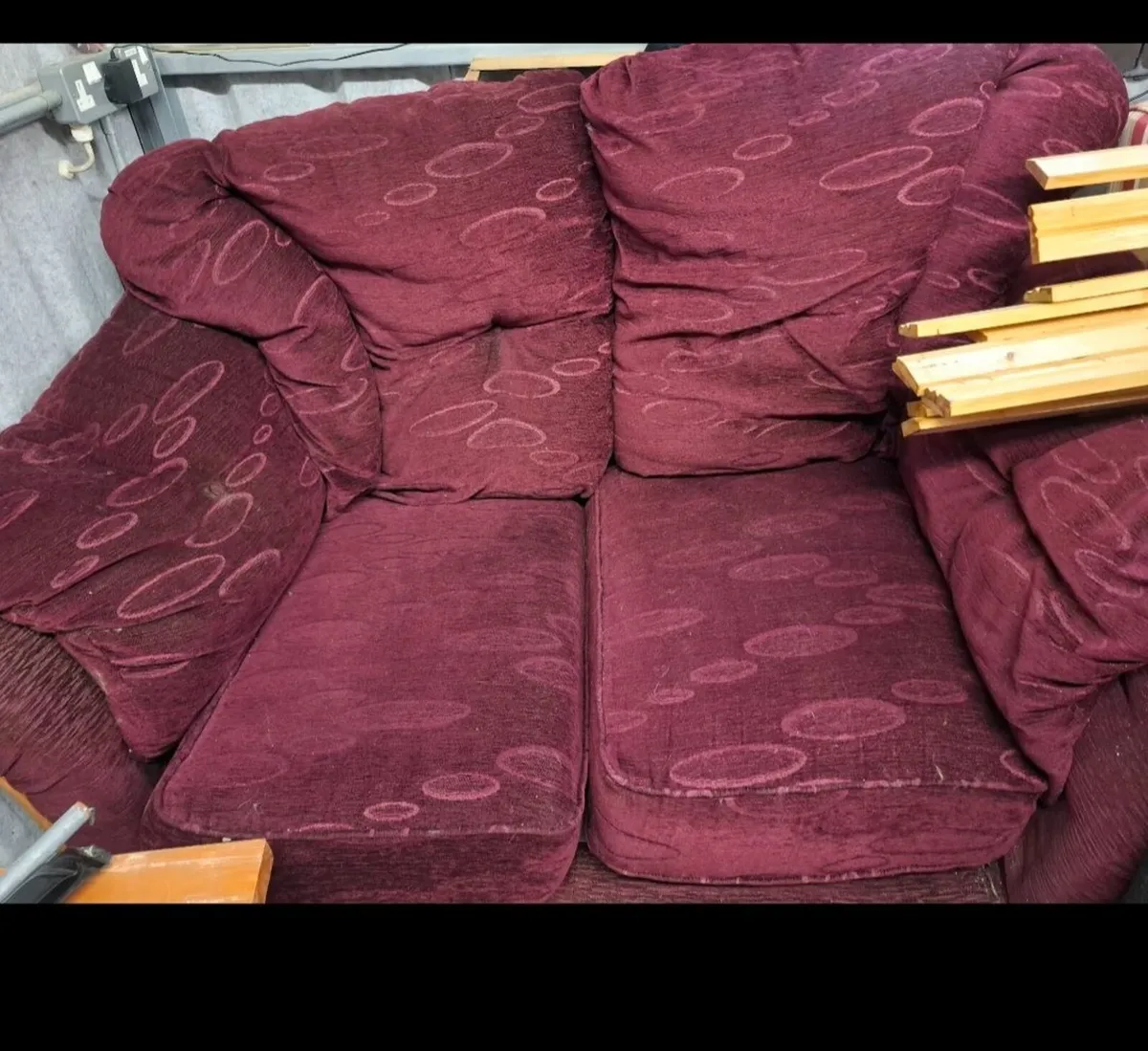 Wine 3 seater 2 seater  and 2 armchairs free to ta