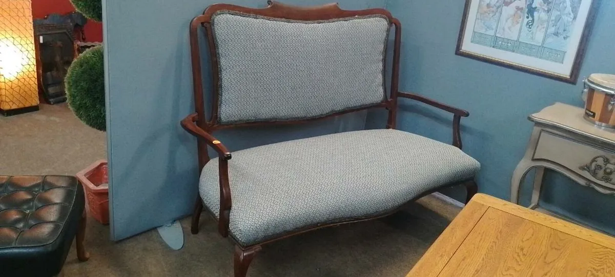 Edwardian Mahogany Frame Two Seat Sofa - Image 1