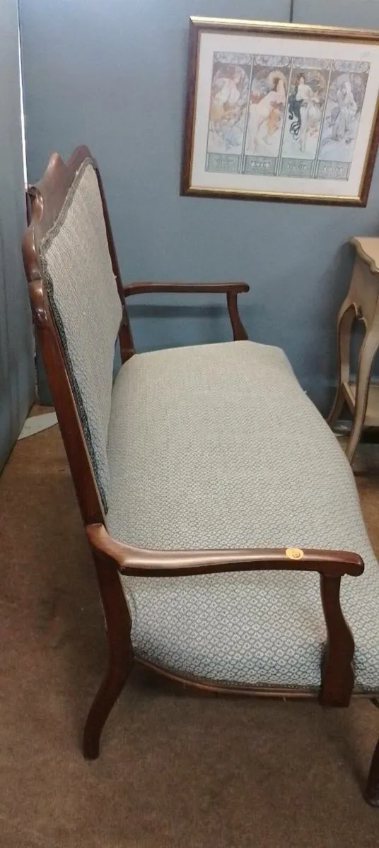 Edwardian Mahogany Frame Two Seat Sofa - Image 2