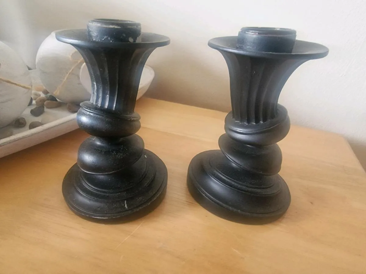 2 sets black candle holders by Paul Loebach - Image 1