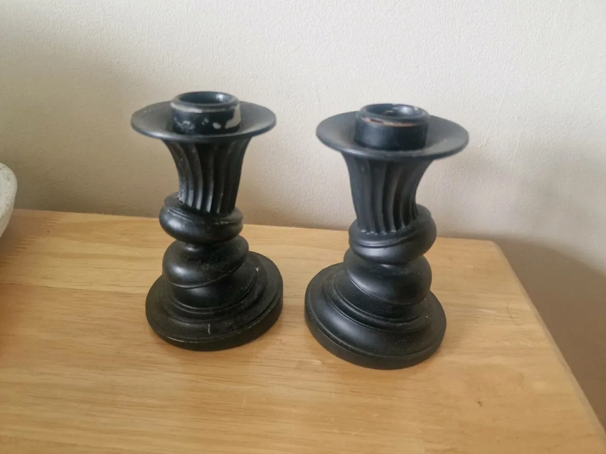 2 sets black candle holders by Paul Loebach - Image 2