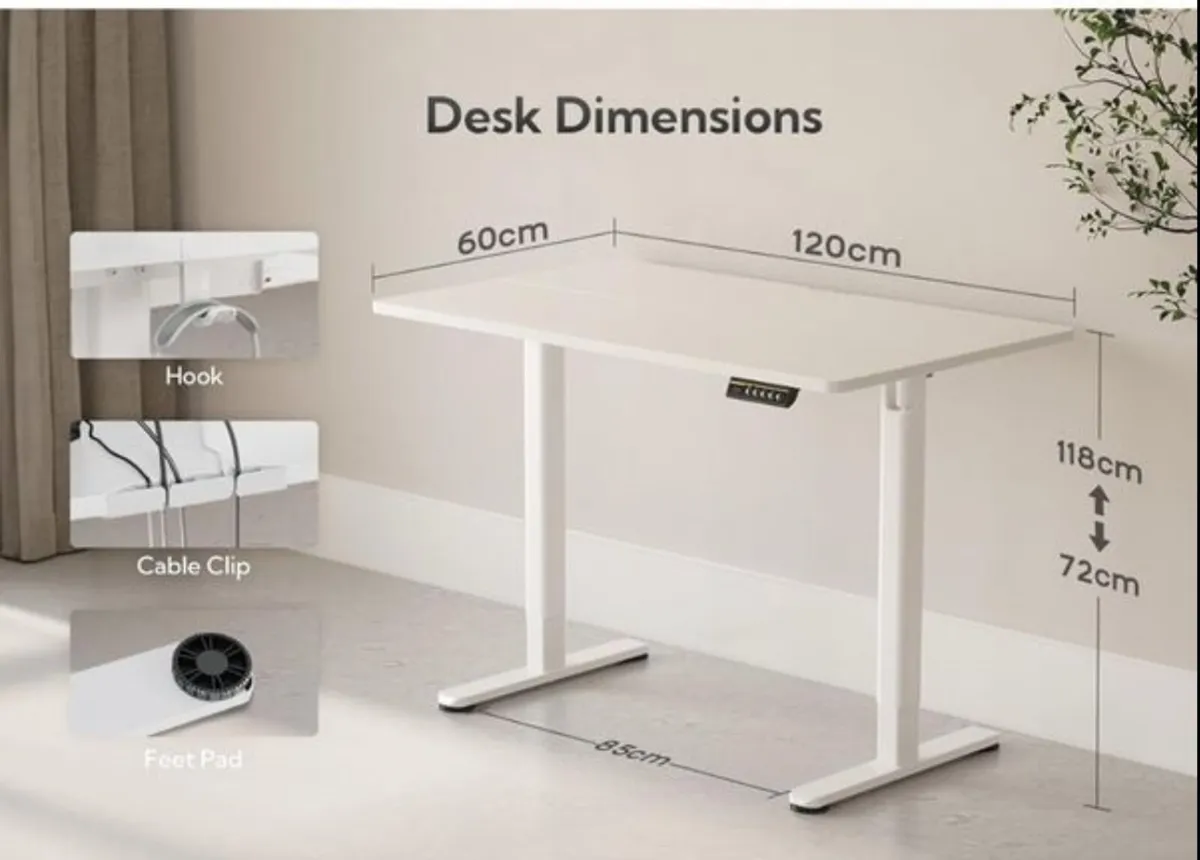 Electric Standing Desk 120x60 cm - Image 2