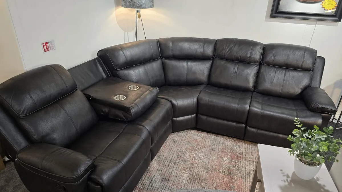 New Dario Black Fabric Suede Corner Recliner - Image 3