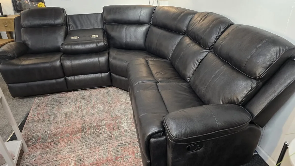 New Dario Black Fabric Suede Corner Recliner - Image 4