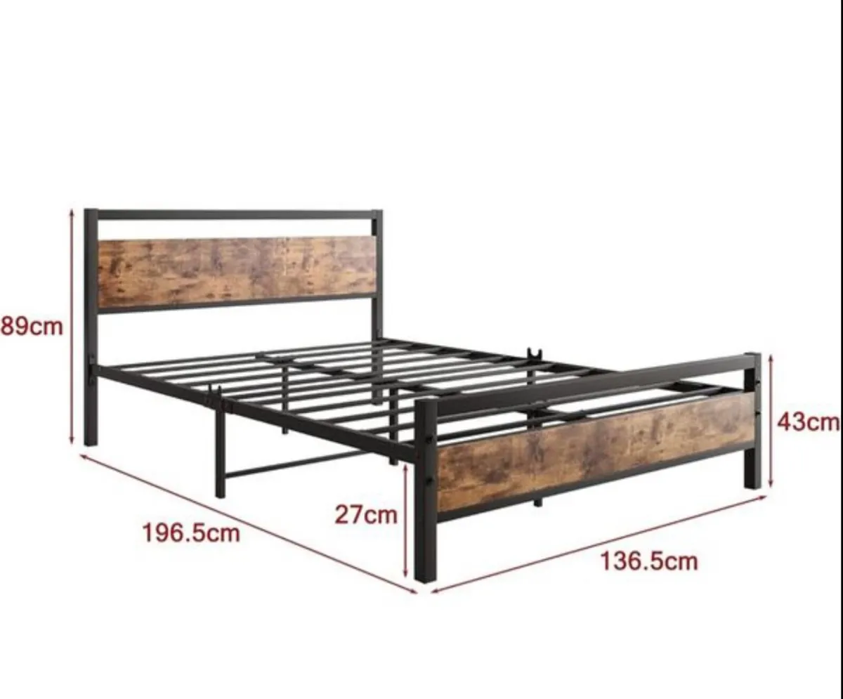Double Bed Frames with Wood Headboard - Image 2