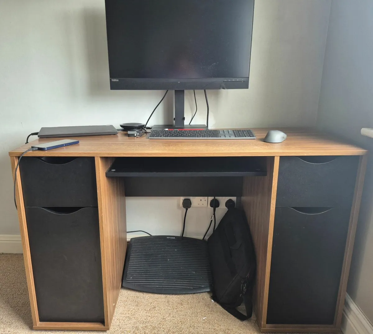Walnut & Black Office Desk - Image 1