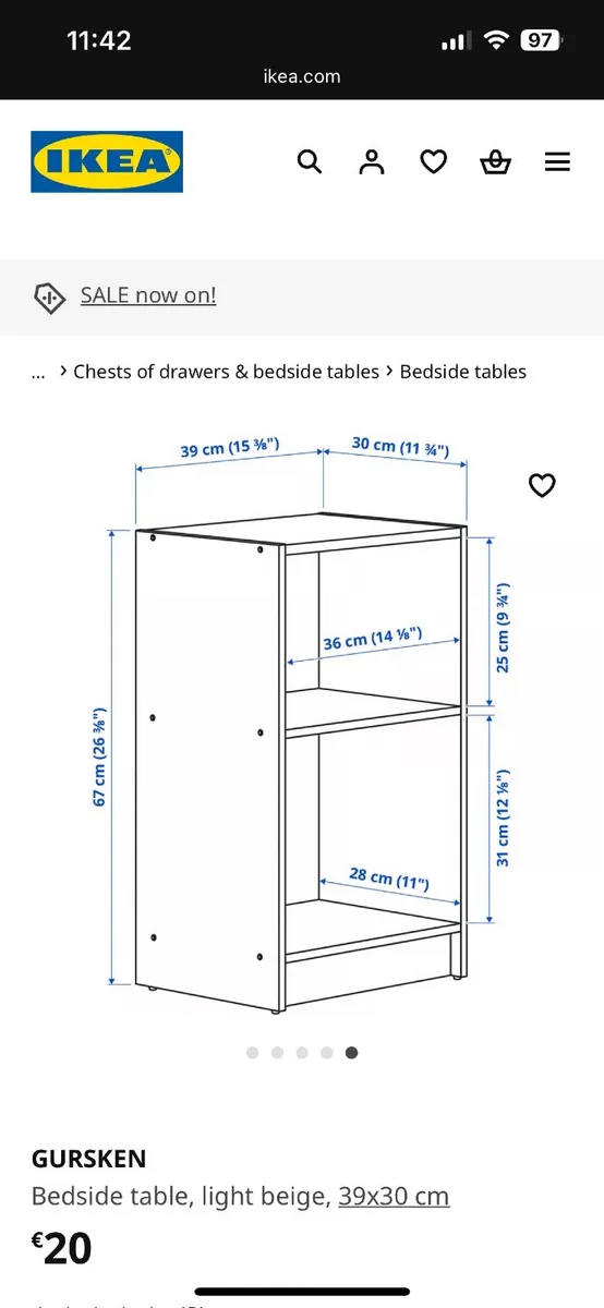 IKEA GURSKEN bedside table (light beige) - Image 3