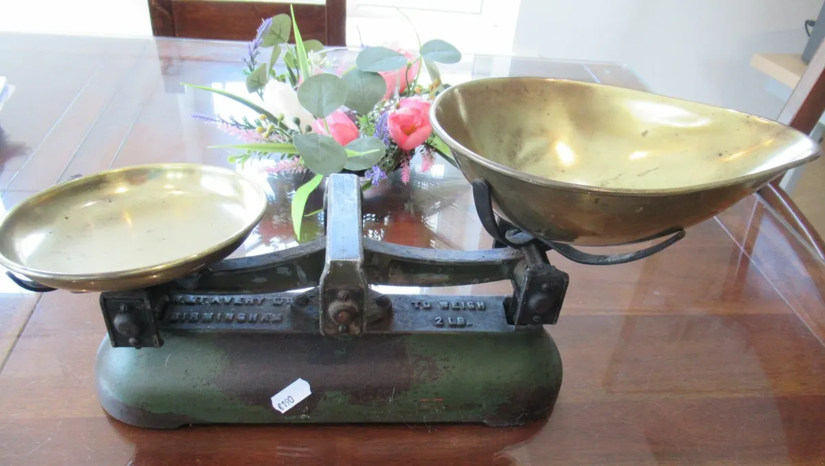 antique vintage weighing scales brass cottage shop - Image 2