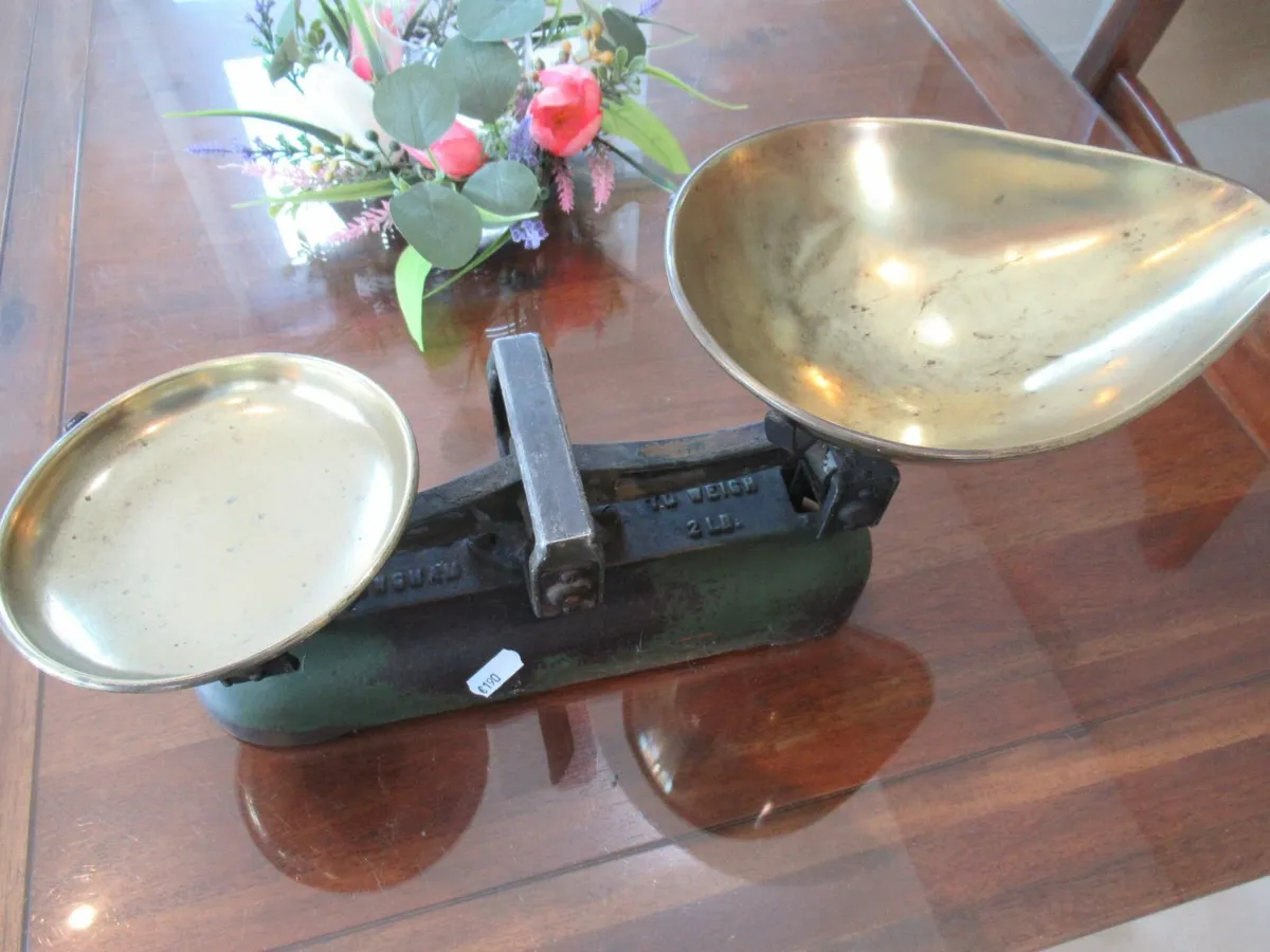 antique vintage weighing scales brass cottage shop - Image 1