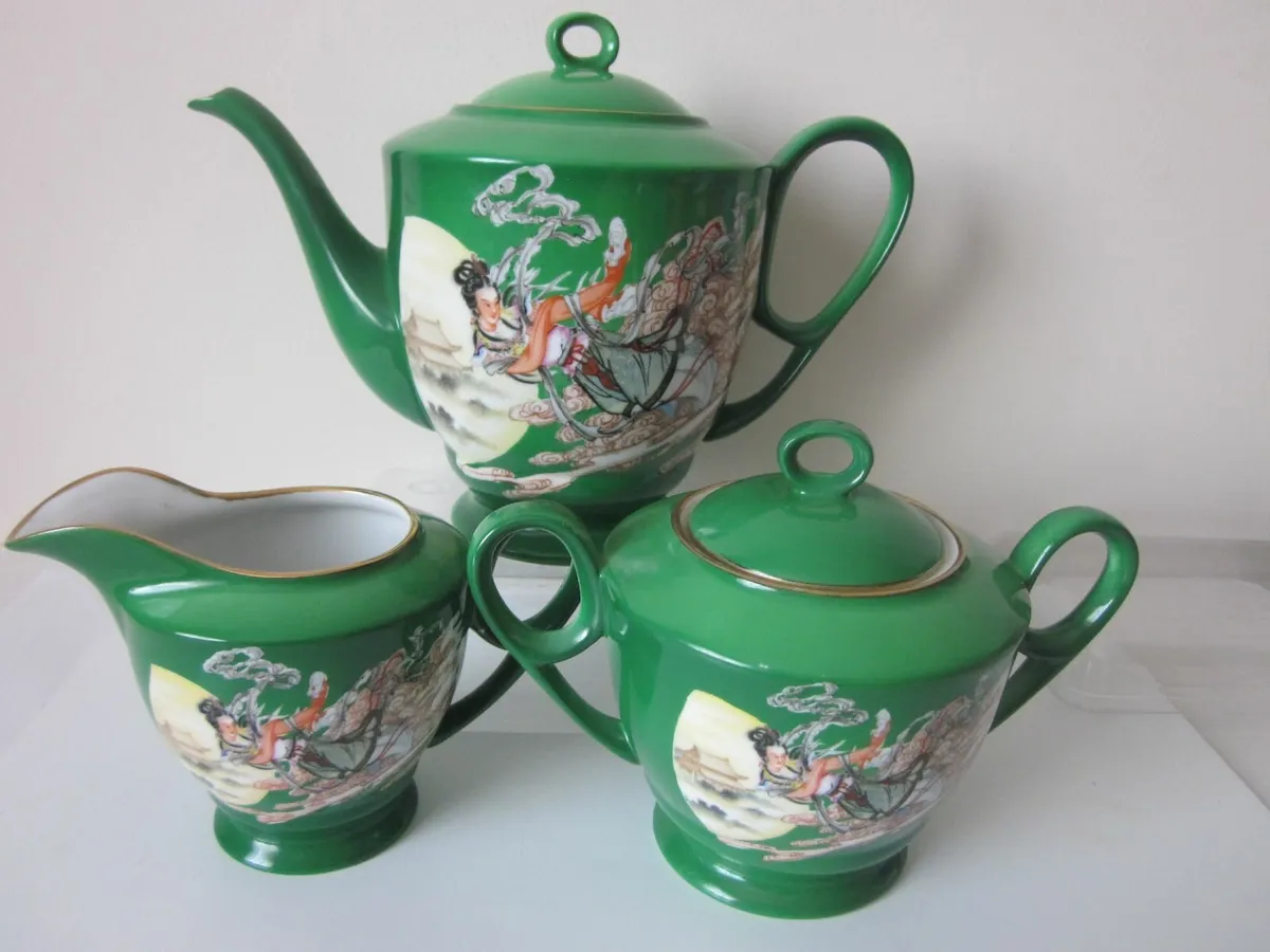 Chinese  Teapot Sugar Jug Deity Kwan Yin 1970' - Image 1