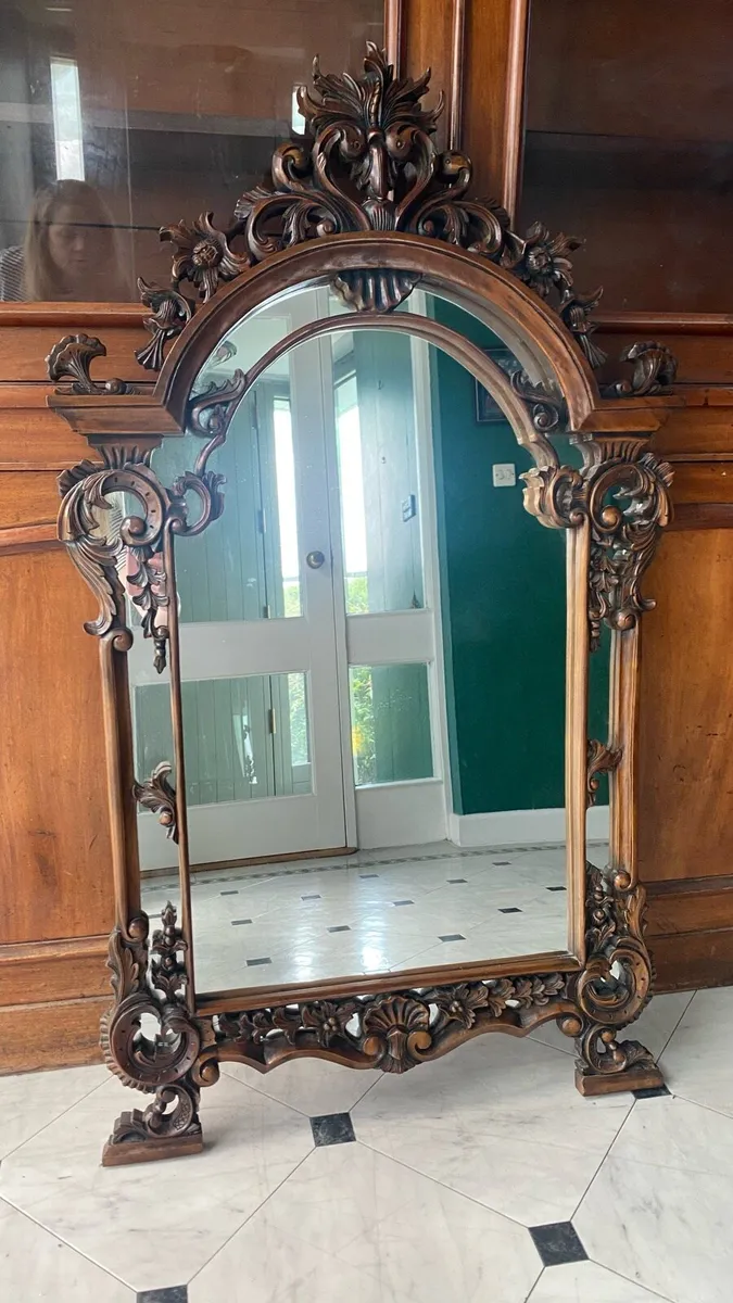 Large antique wooden mirror - Image 1