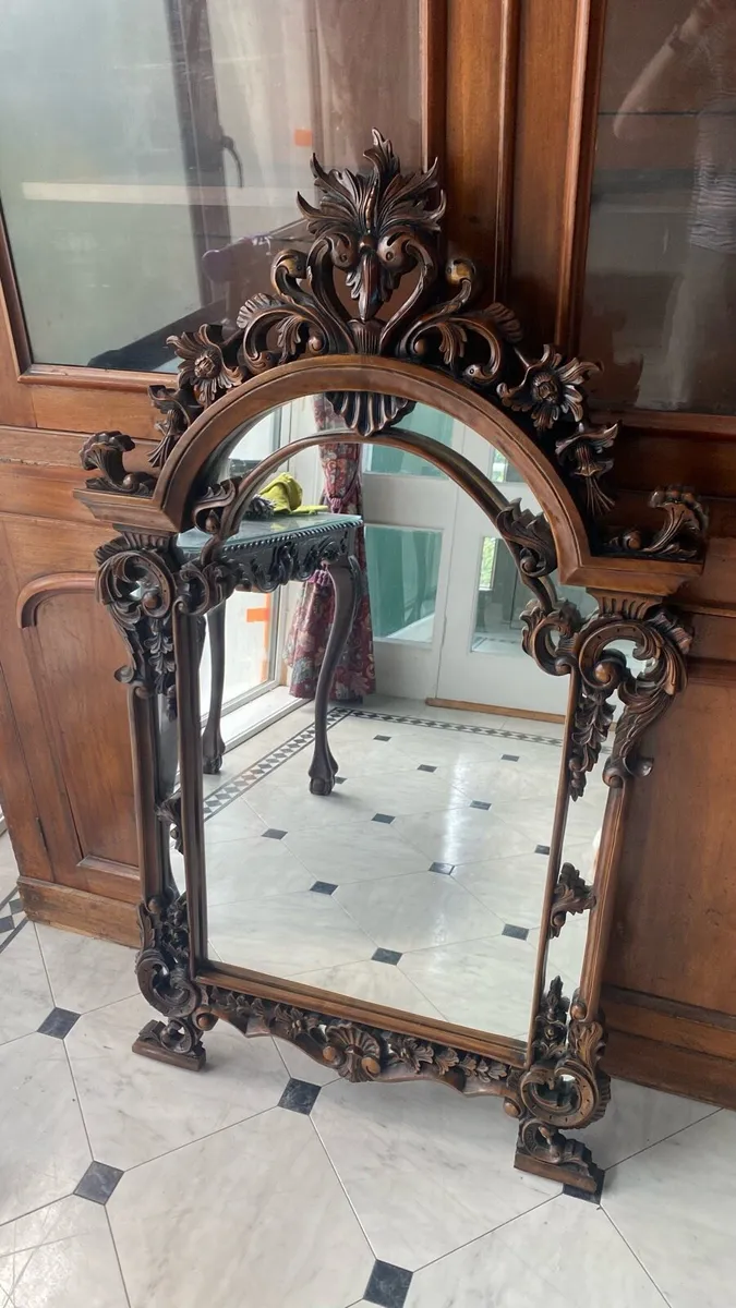 Large antique wooden mirror - Image 2