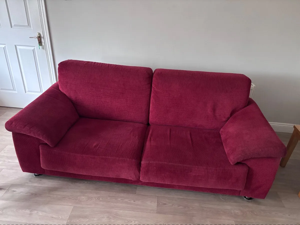 2 Seater and 3 Seater Red Chord Sofas - Image 2