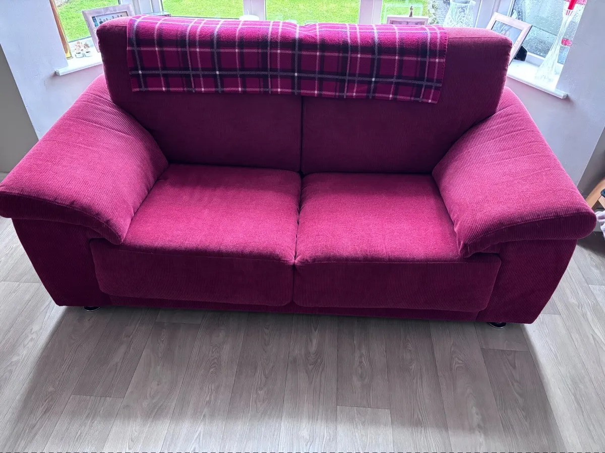 2 Seater and 3 Seater Red Chord Sofas - Image 1