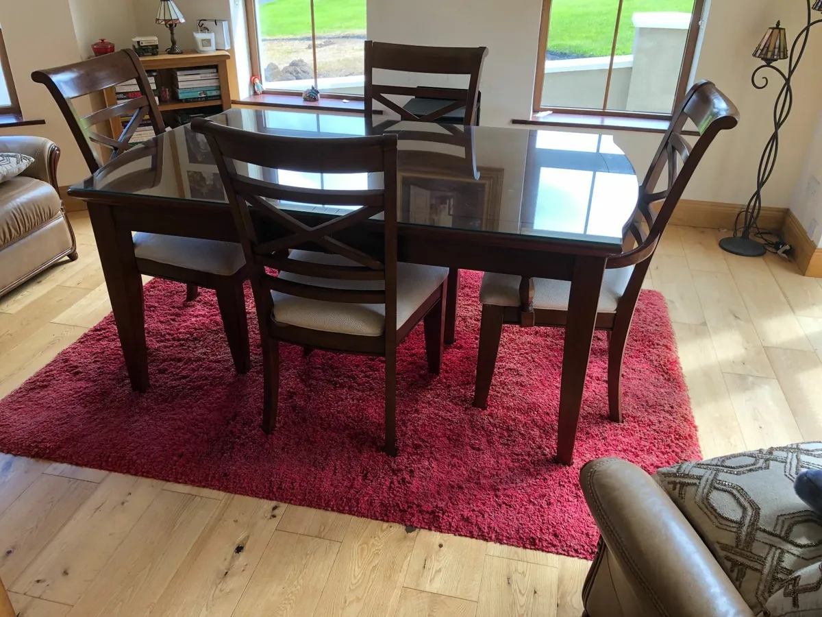 Table with Glass Top and 4Chairs with Cream Fabric - Image 3