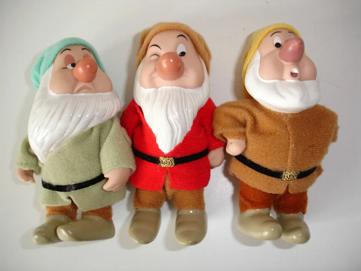 Disney Three Dwarfts  Porcelain Doll Figures - Image 1