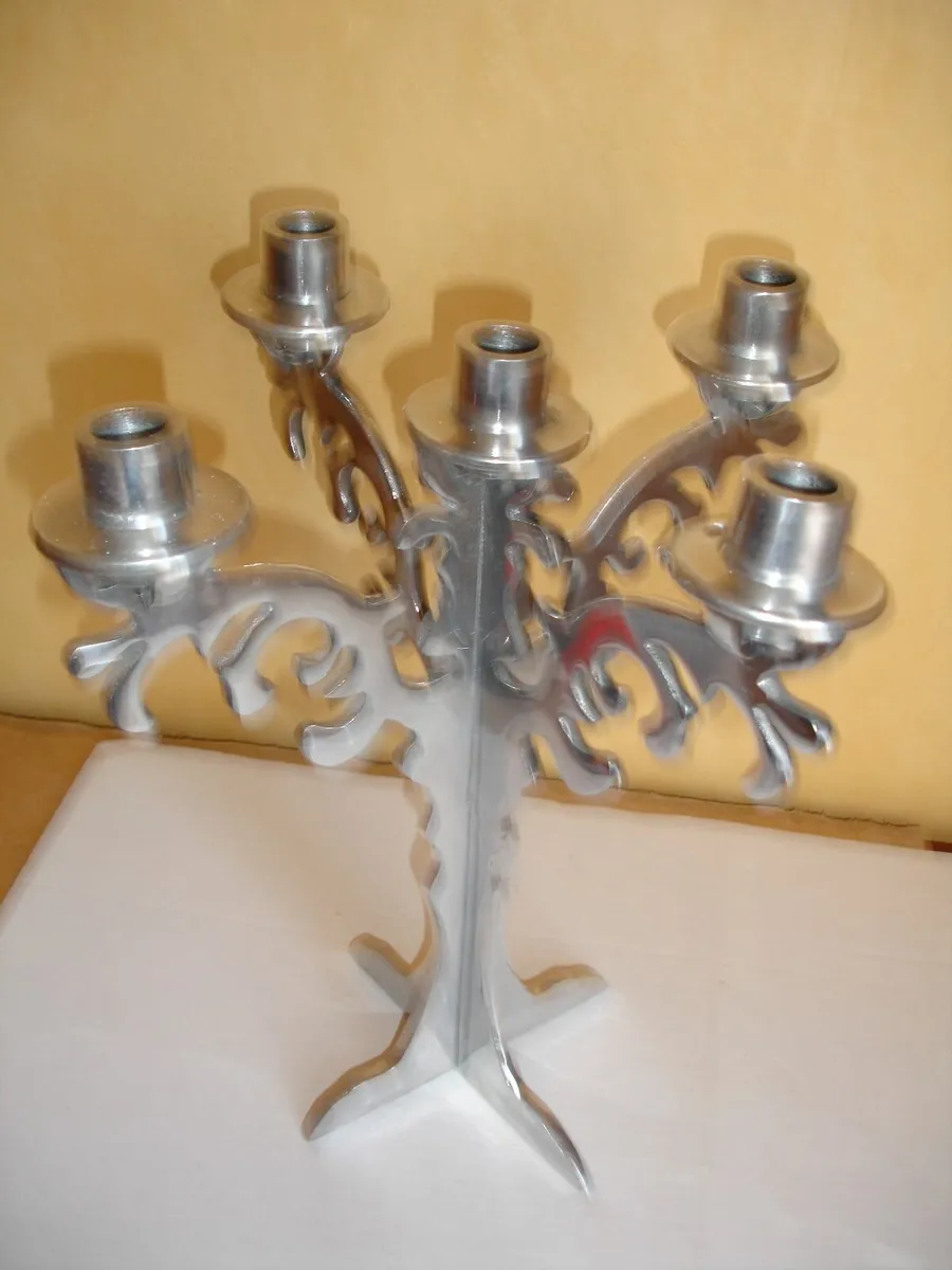Unique Stainless Steel 5  Arm  Candelabrum - Image 1