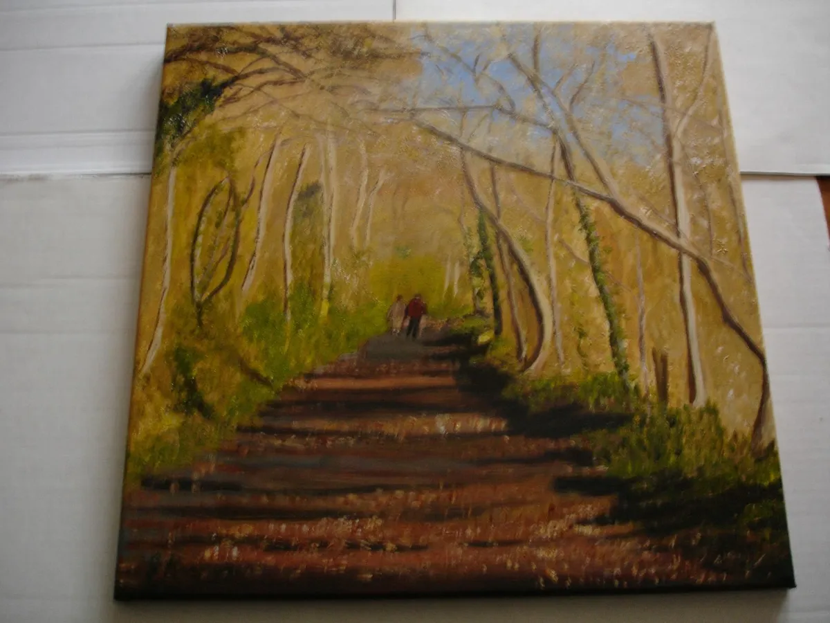 Forest Walk , Acrylic on Canvas  Painting - Image 3