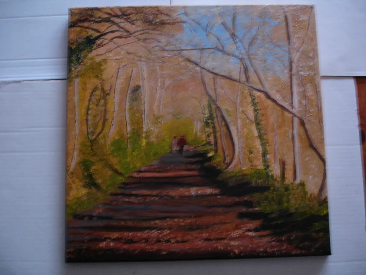Forest Walk , Acrylic on Canvas  Painting - Image 4