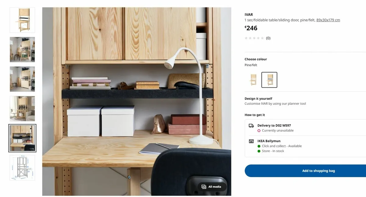 IKEA IVAR 1 sec/foldable table/sliding door, pine/ - Image 2