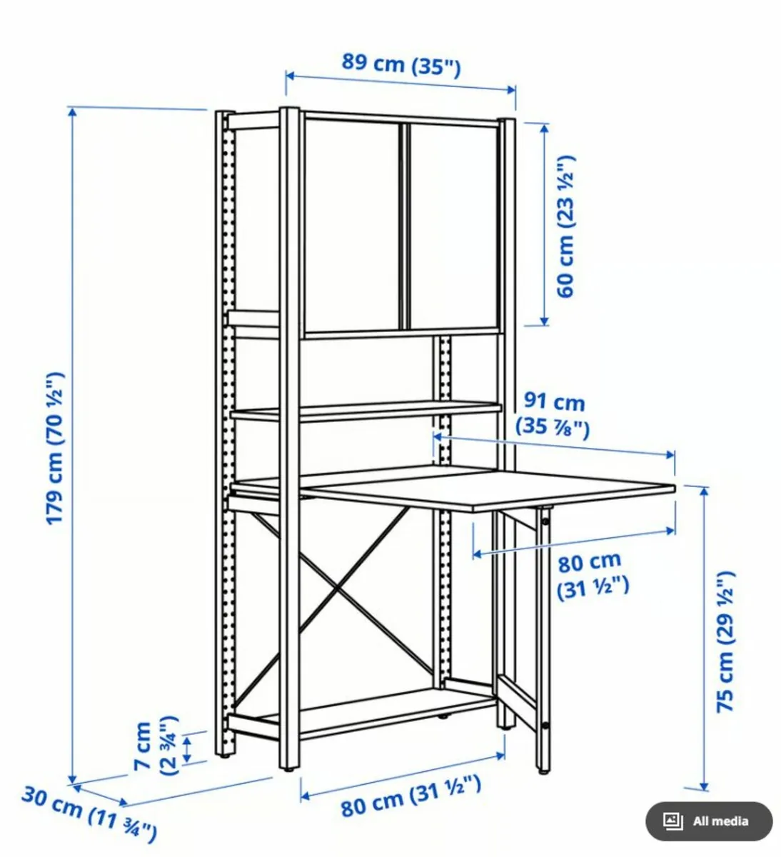 IKEA IVAR 1 sec/foldable table/sliding door, pine/ - Image 4
