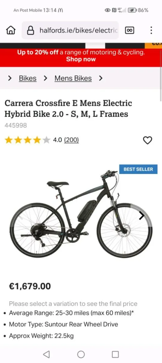E Mens Carrera crossfire Electric Hybrid 2.0 - Image 3