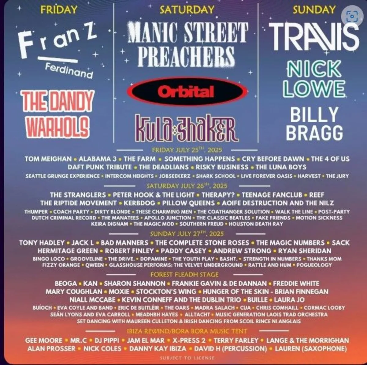 Manic Street Preachers tickets @  Forest Fest 2025