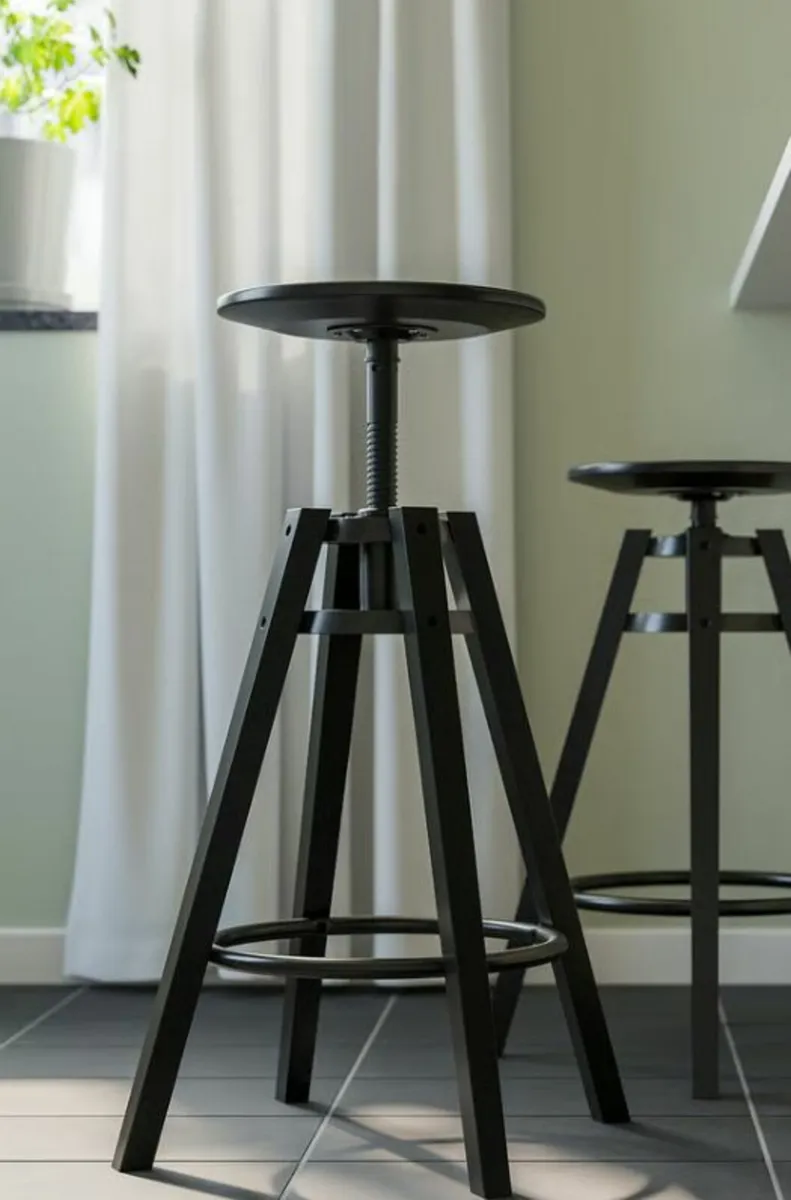 IKEA DALFRED Bar stool, black, 63-74 cm - Image 1