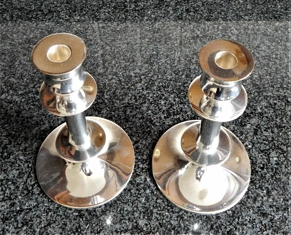 Pair of Heavy Chrome  Candlesticks - Image 3