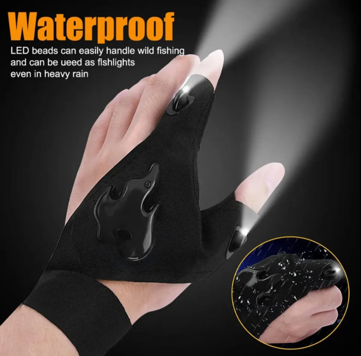 2 x LED Flashlight Finger Gloves NEW - Image 1