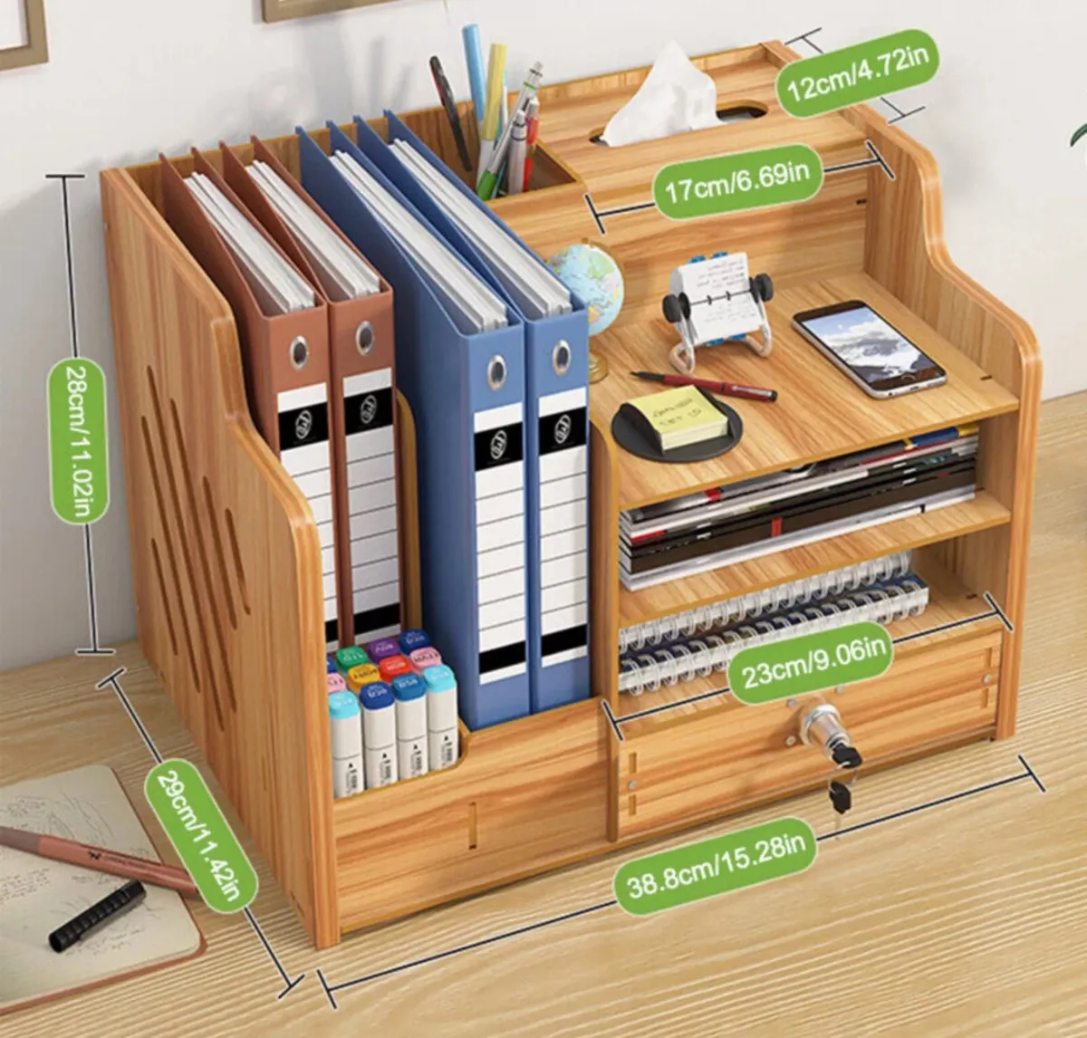Wooden Office Desk Storage Organiser NEW - Image 1