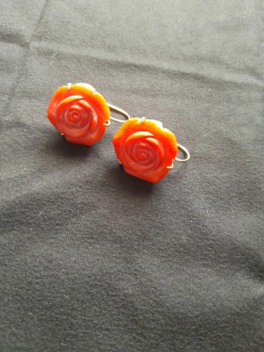 Coral  Rose Gold earrings - Image 3