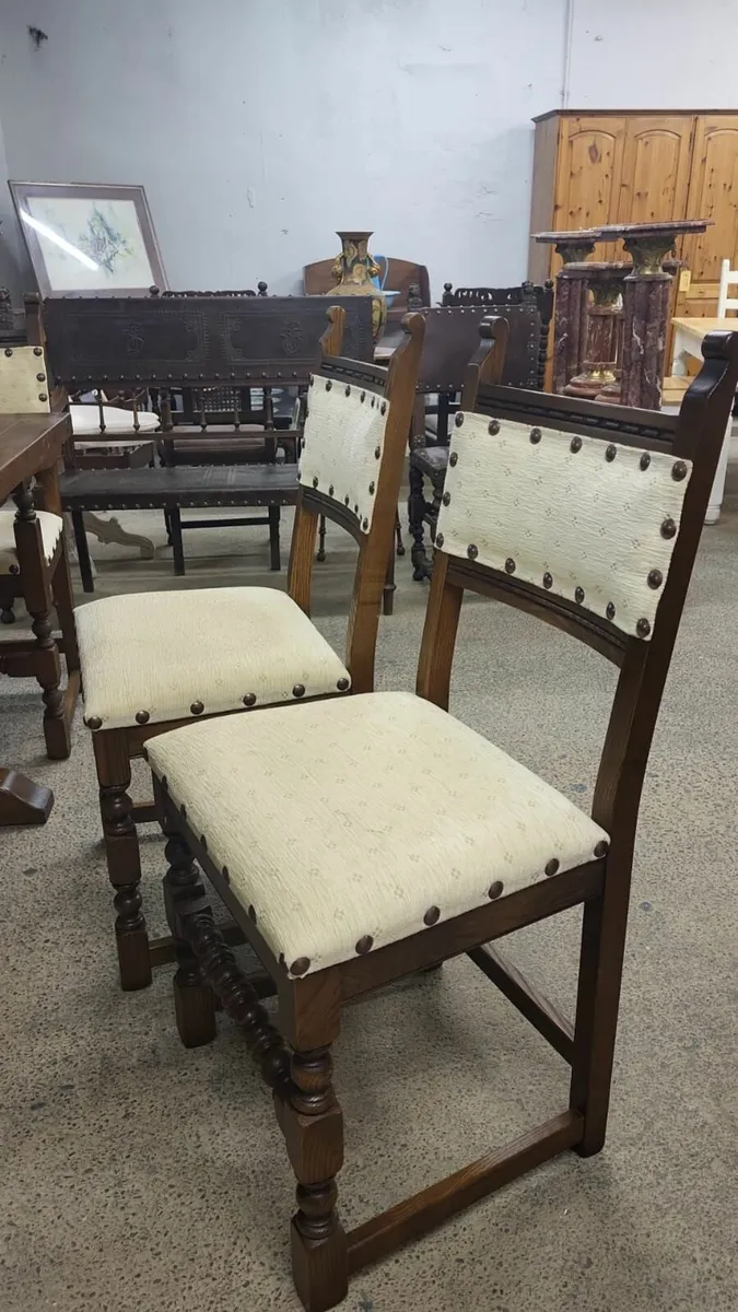 Vintage old charm extendable oak table, 6 chairs - Image 3