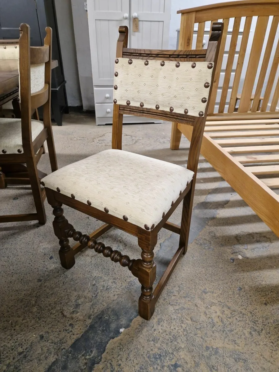 Vintage old charm extendable oak table, 6 chairs - Image 4
